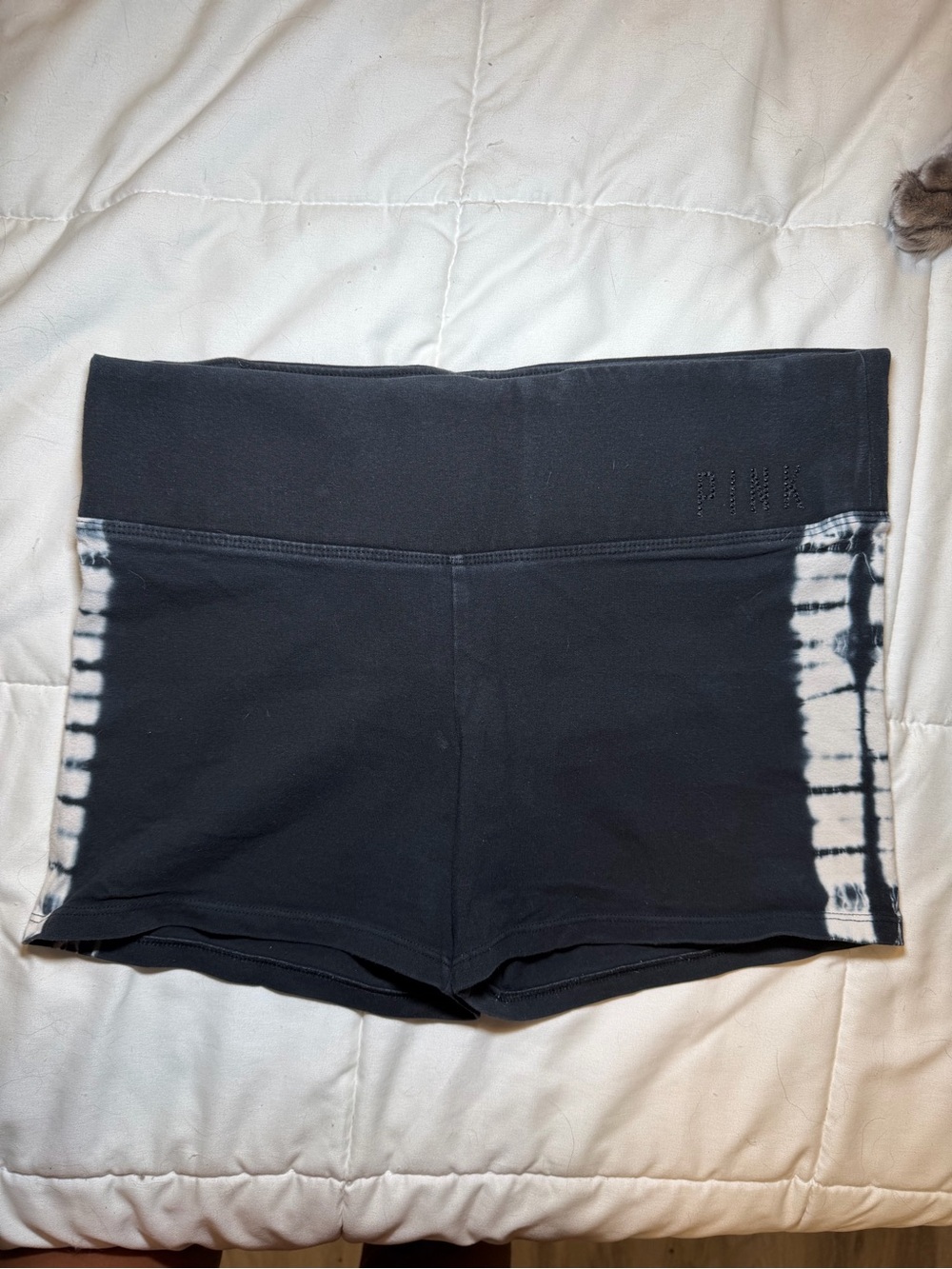 PINK Victoria's Secret Black Tie-Dye Side Panel Athletic Shorts